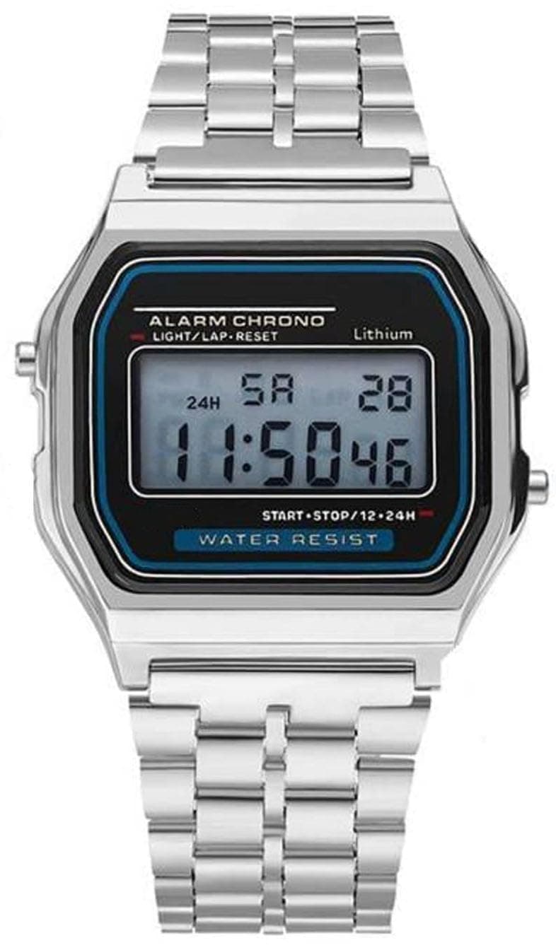 Acnos® Premium Brand Digital Silver Vintage Square Dial Unisex WR70ist Stainless Steel Watch for Men Women Pack of 1 (WR70-SILVER)