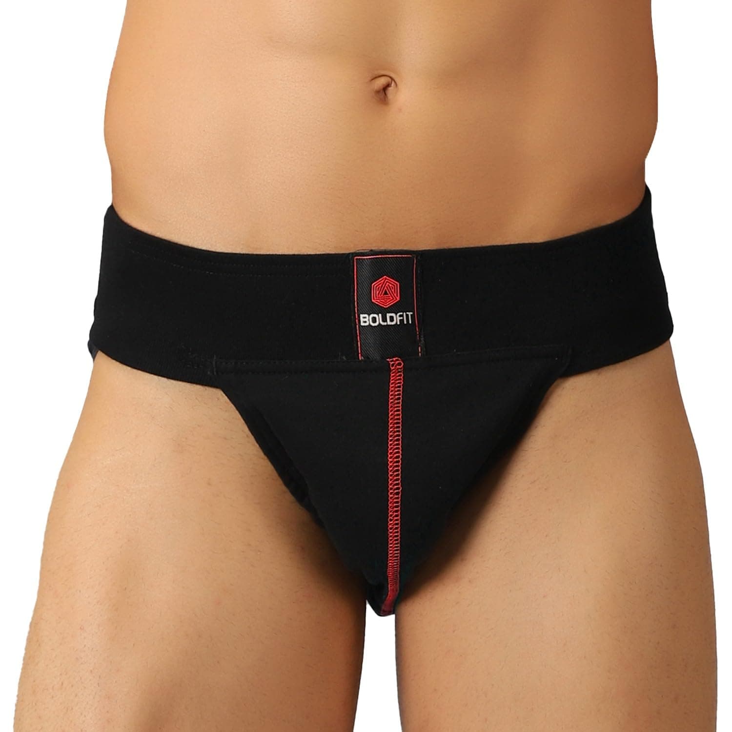 Boldfit Gym Supporter for Men Sports Underwear for Men for Workout in Gym Stretchable Cotton, Quick Dry, Moisture Wicking Supporter for Cricket, Gym, Running- BlackRed L