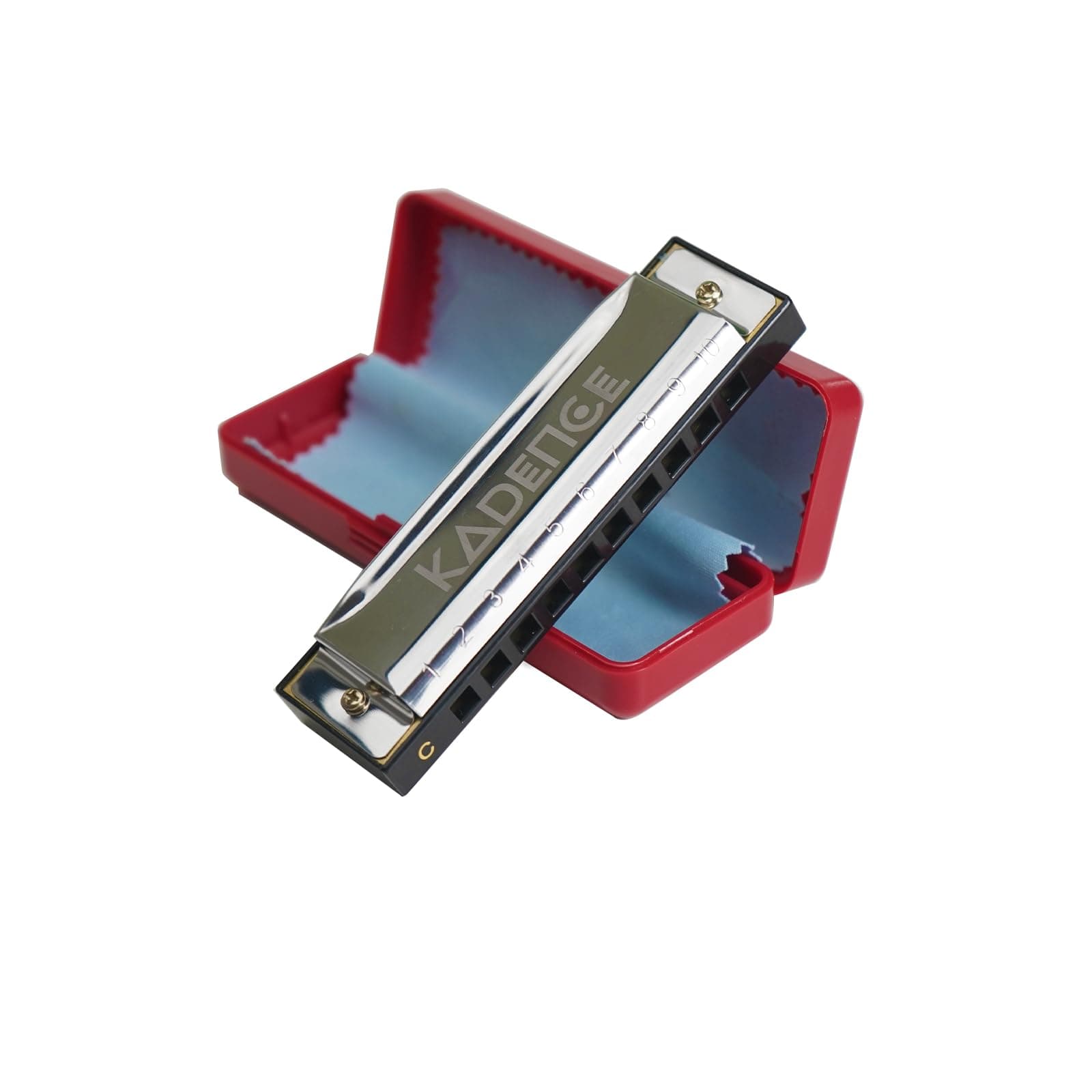 Kadence T104 Home Series Diatonic Harmonica | Key of C with 10 Holes and 20 Tones | Portable Mouth Organ with Hard Case | Includes Learning Course | Silver