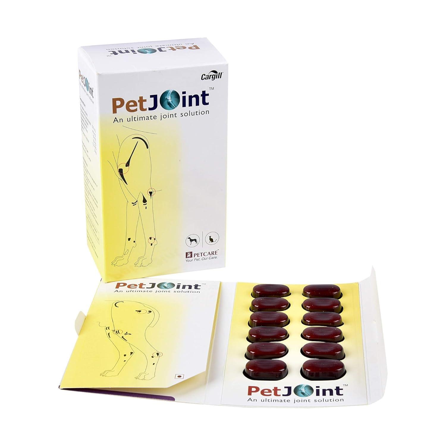 Petjoint Dog Hip and Joint Supplement Tablets with Glucosamine, Chondroitin, Boswellia, Withania, Vitamin C, Manganese, Supports Mobility, Flexibility, Cartilage, Adult Senior Dogs, 60 Tablets