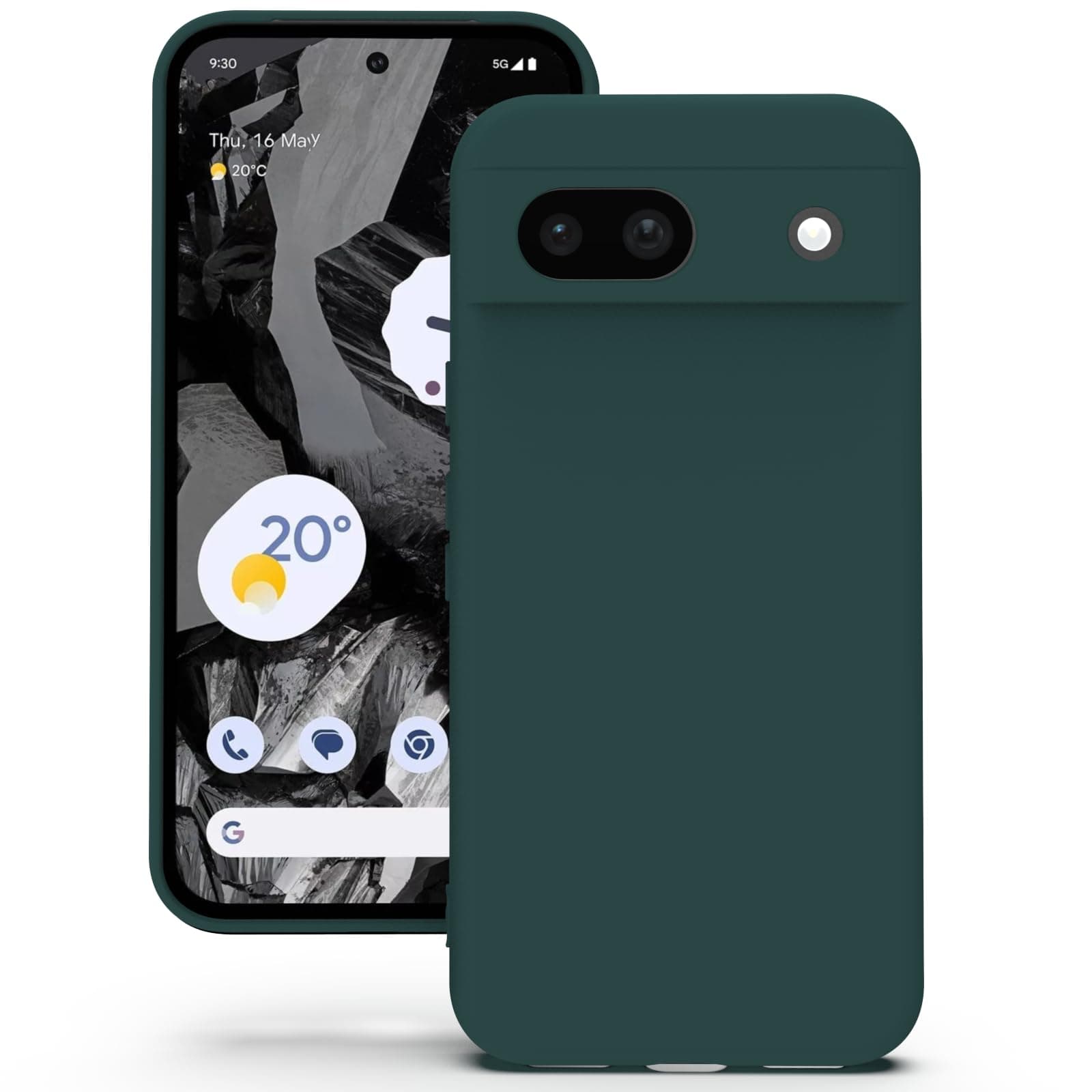 YATWIN Silicone Back Case for Google Pixel 8A, Soft-Touch Phone Back Cover for Google Pixel 8A - Dark Green