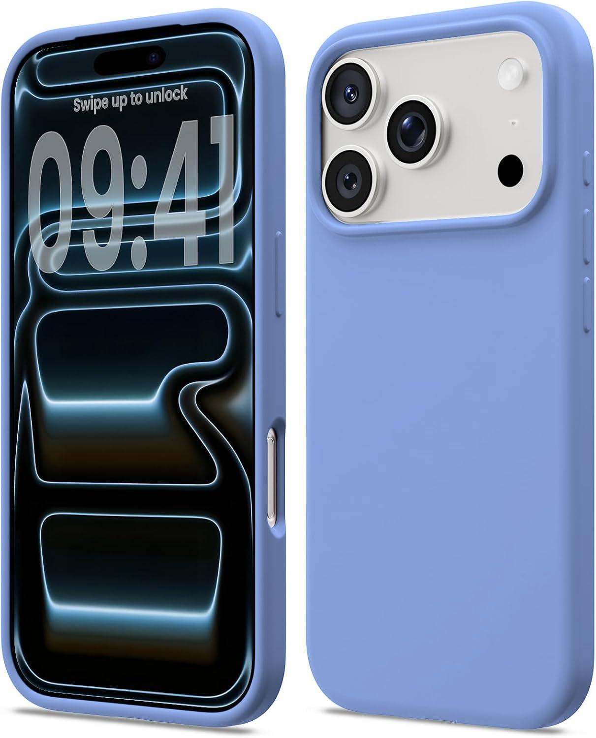 DIZORO Compatible with iPhone 17 Pro / 18 Pro Case, Liquid Silicone 3 Layers Full Covered Soft Gel Rubber Phone Case,Shockproof Protective Cover with Anti-Scratch Microfiber Lining- Light Blue