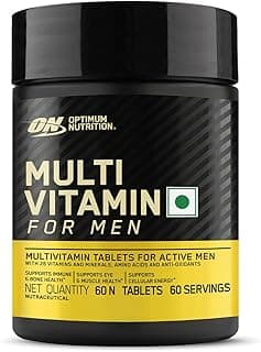 Optimum Nutrition (ON) Multivitamin for MEN– 60 Tablets, 26 Vitamins & Minerals, Amino Acids & Anti-Oxidants (Green Tea Extract, Beta Carotene, Lutein, Lycopene). Vegetarian.