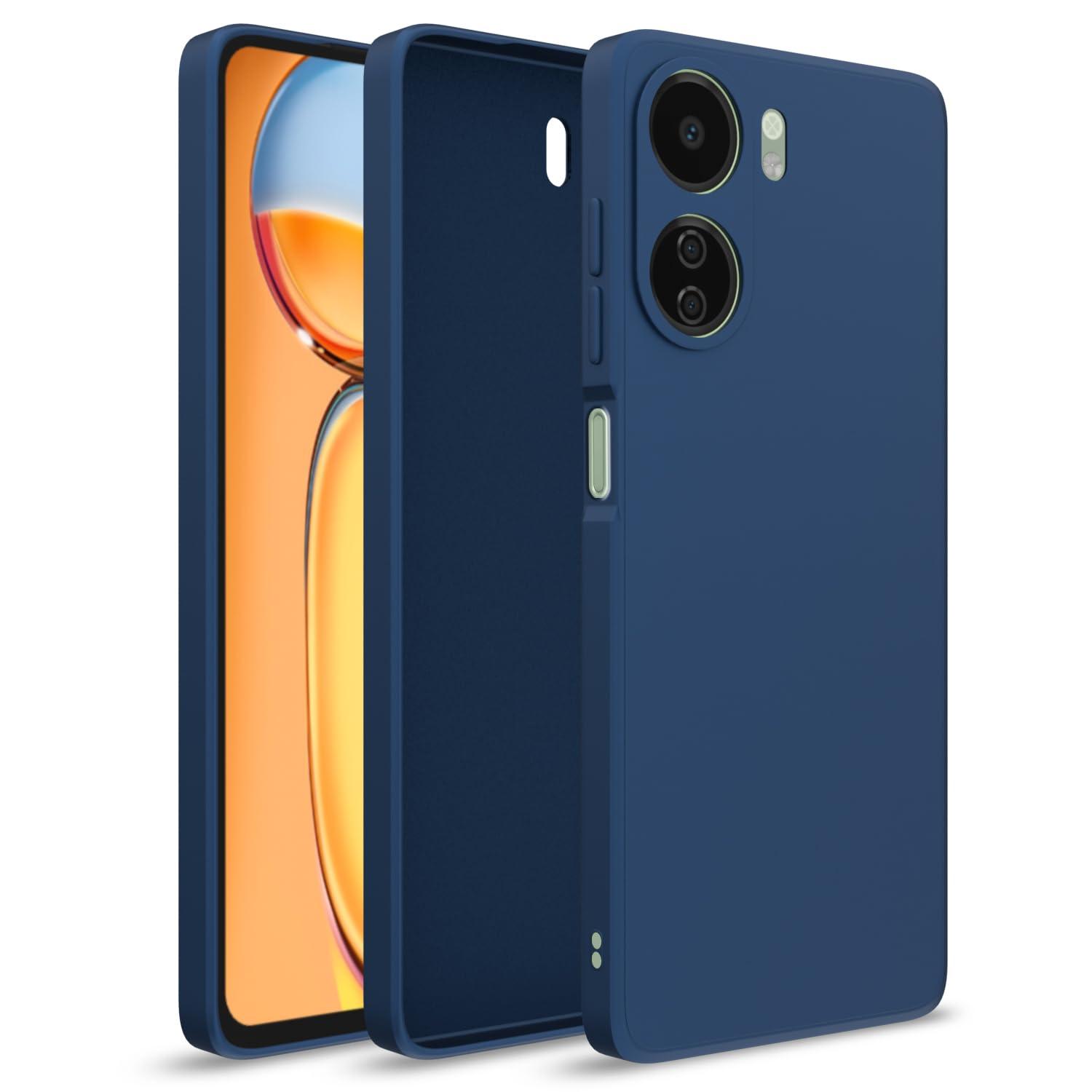 Pikkme Redmi 13C 4G Back Cover Soft Matte Liquid Silicone TPU | Camera Protection | Shockproof Slim Back Case for Redmi 13C 4G (Blue)