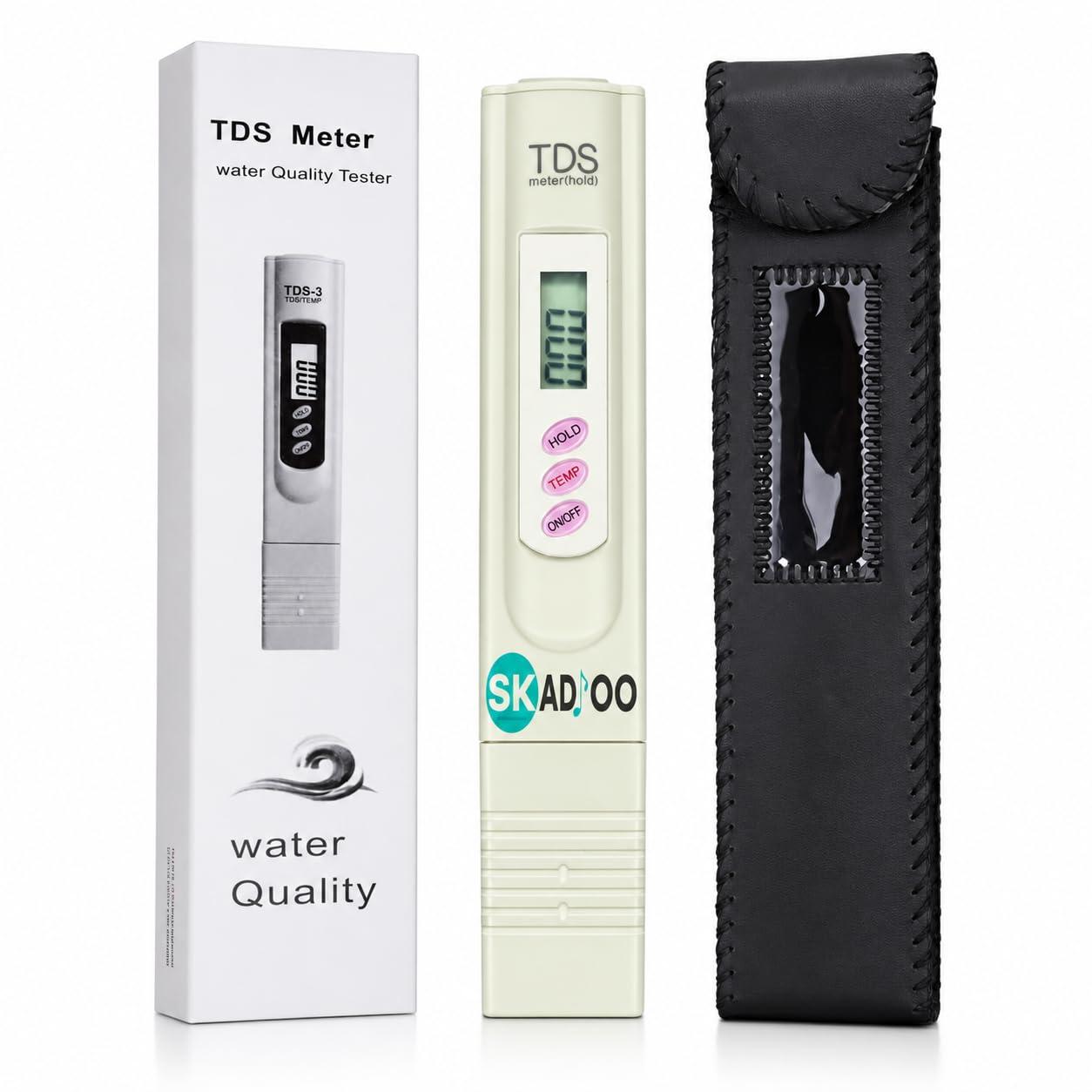 SKADIOO TDS Meter for Water Testing, TDS Meter, Water TDS Meter with Hold Function, Water Testing Kit, Water Hardness Test Kit for Measuring Tds/Ppm/Temp (White, Pack Of 1)