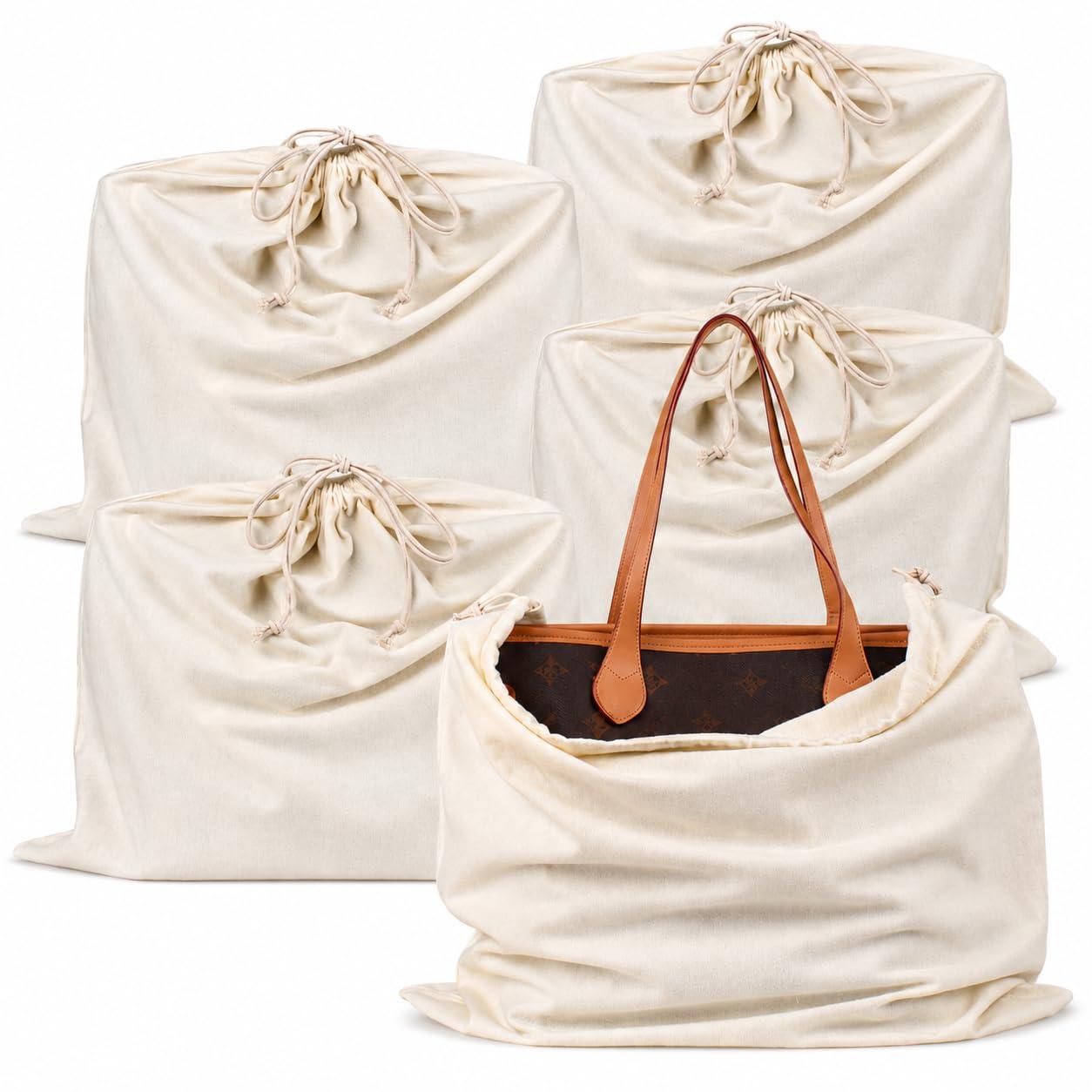 Blendmix Cotton Dust Bags for Handbags Organizer Pack of 5 | Bags for luxury handbag| Dust bag for women handbag| Hand bag cover for Designer Handbags Protects from Dust| Drawstring Travel Storage bag
