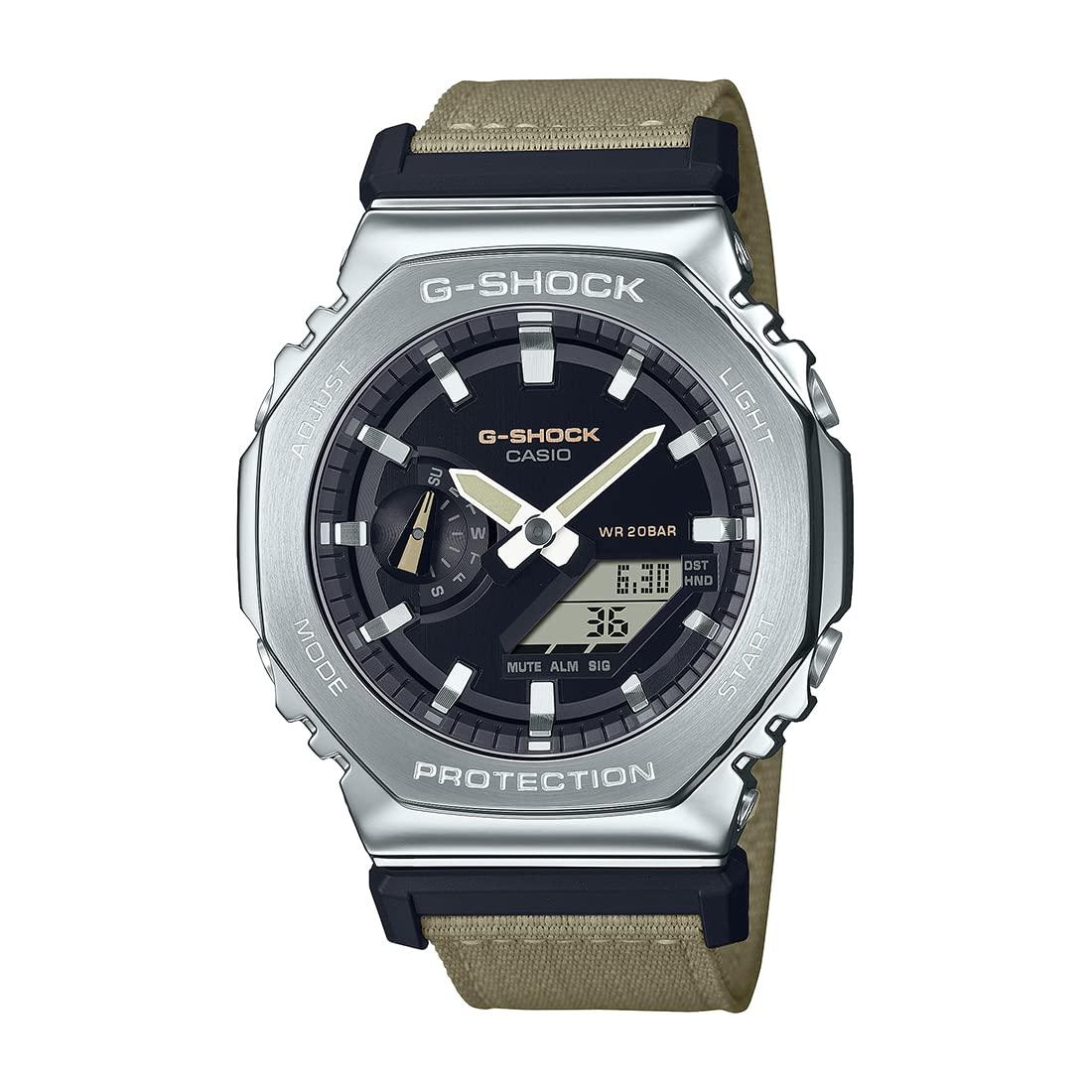 G-Shock Casio Gm-2100C-5Adr Black Analog-Digital Dial Brown Cloth Band Men's Watch Shock and 200M Water Resistant G1372