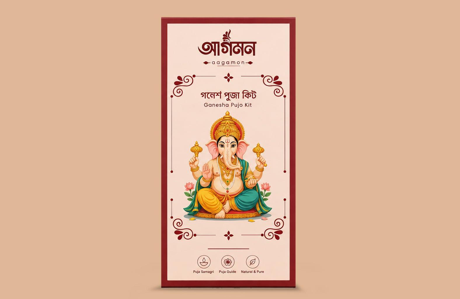 Aagamon Ganesh Puja Kit | Complete Ganesh Chaturthi Puja Samagri Set | All-in-One Ganpati Puja Essentials |Traditional Hindu Puja Items for Home & Mandir | Ready-to-Use Pooja Kit