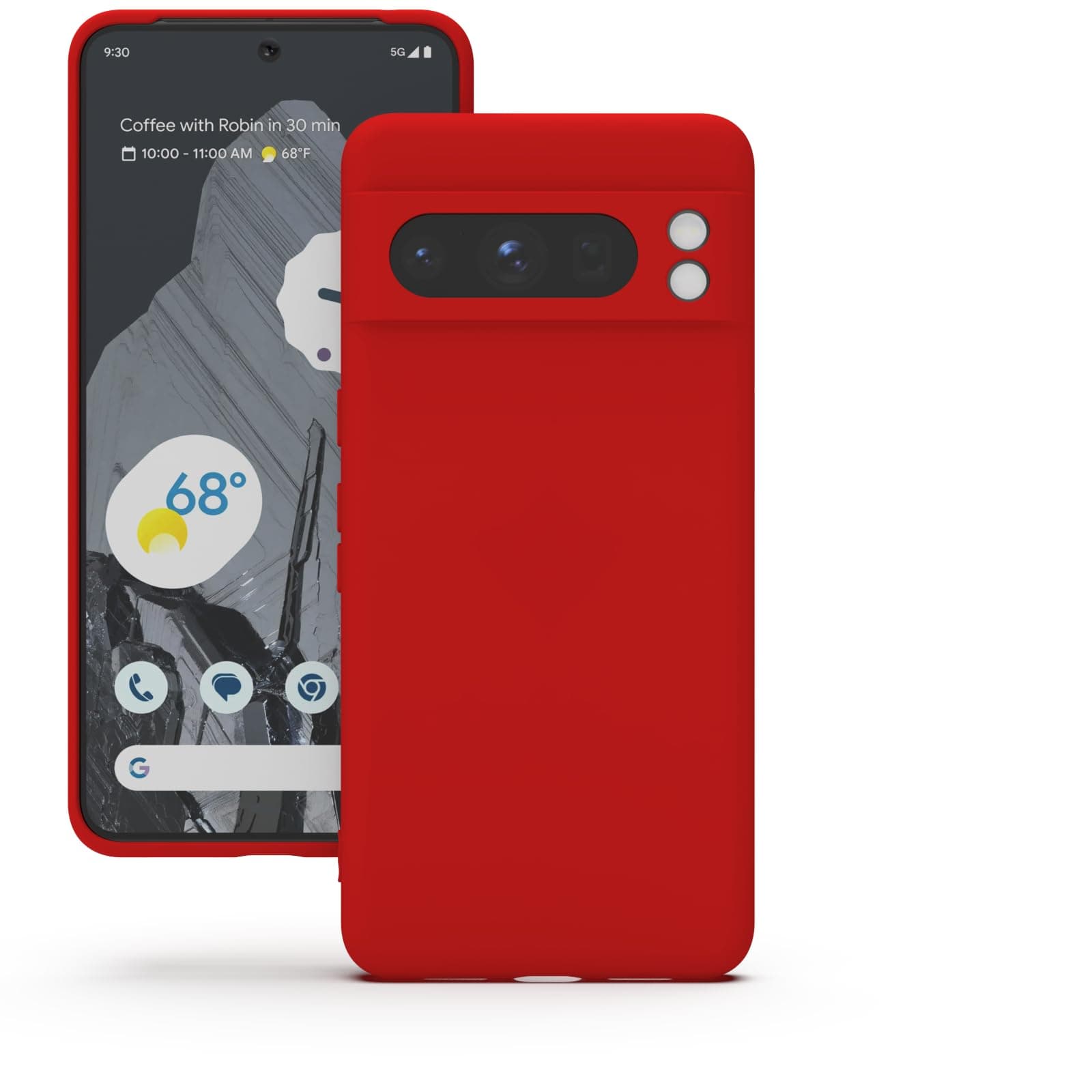 YATWIN Silicone Back Case for Google Pixel 8 Pro, Soft-Touch Phone Back Cover for Google Pixel 8 Pro - Red