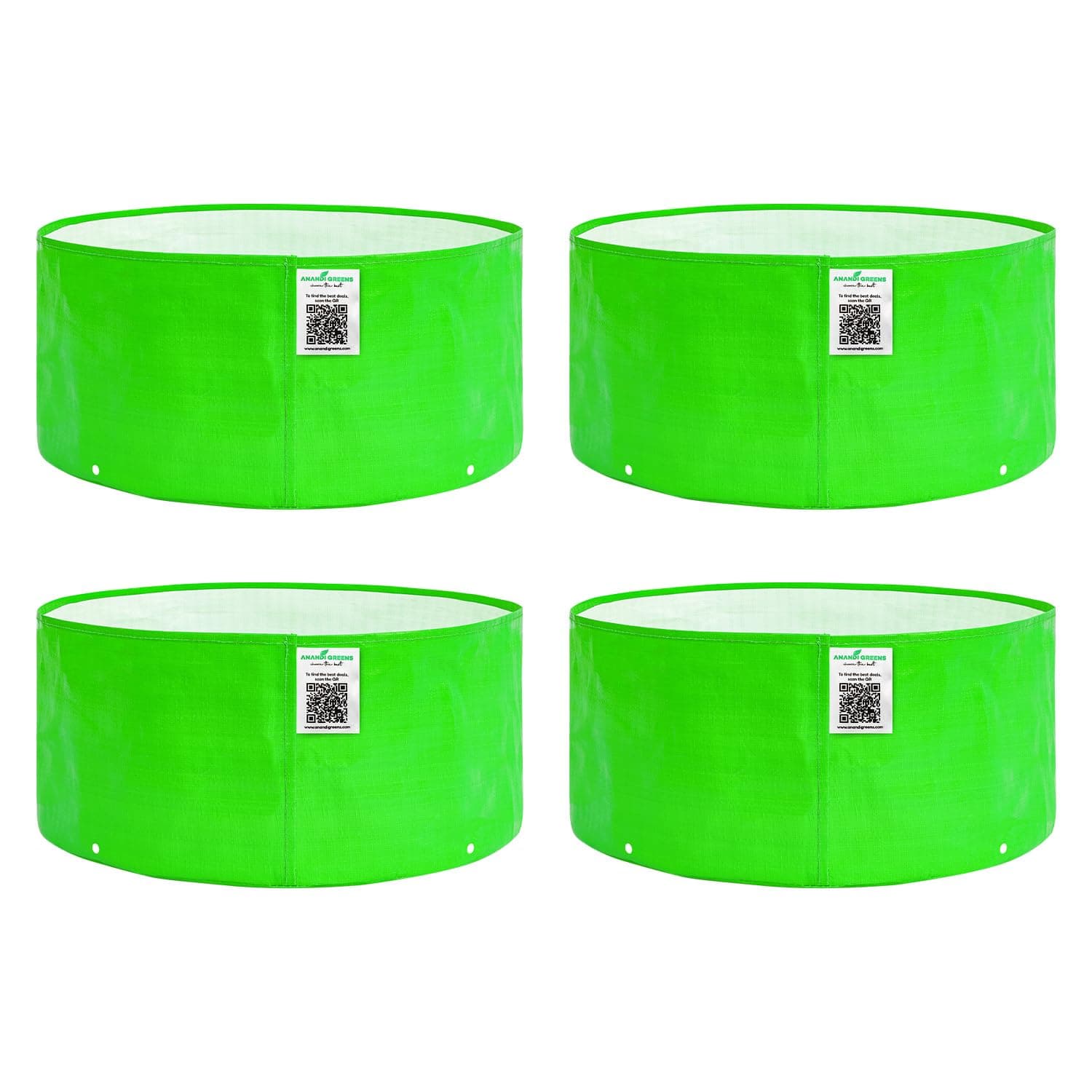 Anandi Green's Premium HDPE Uv Protected 260 GSM Round Shaped Green Colour Plants Grow Bags Suitable for Terrace and Vegetable Gardening 15x6 Inch Pack of 4 Plant Bag