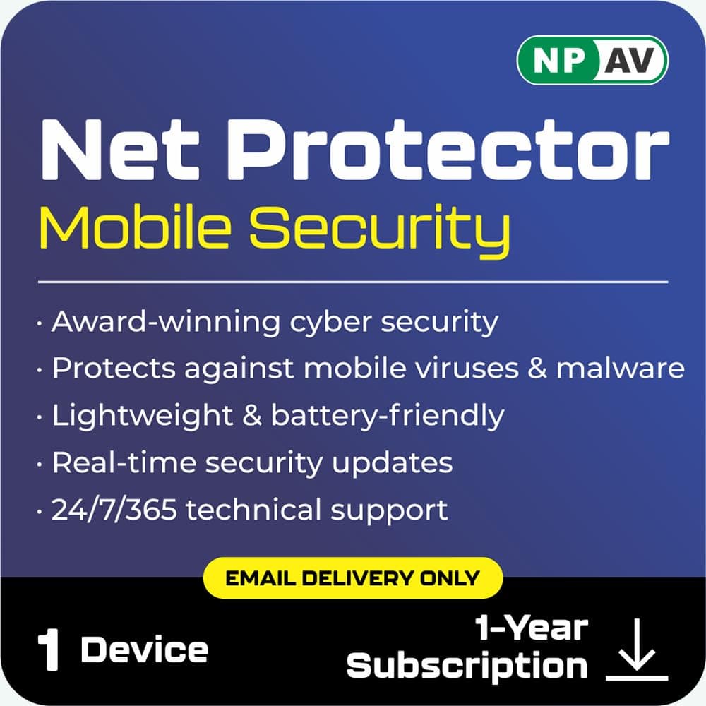 Net Protector Antivirus for Mobile Security, Mobile Antivirus for Android 2026, 1 year (Email Delivery in 1 Hour- No CD)