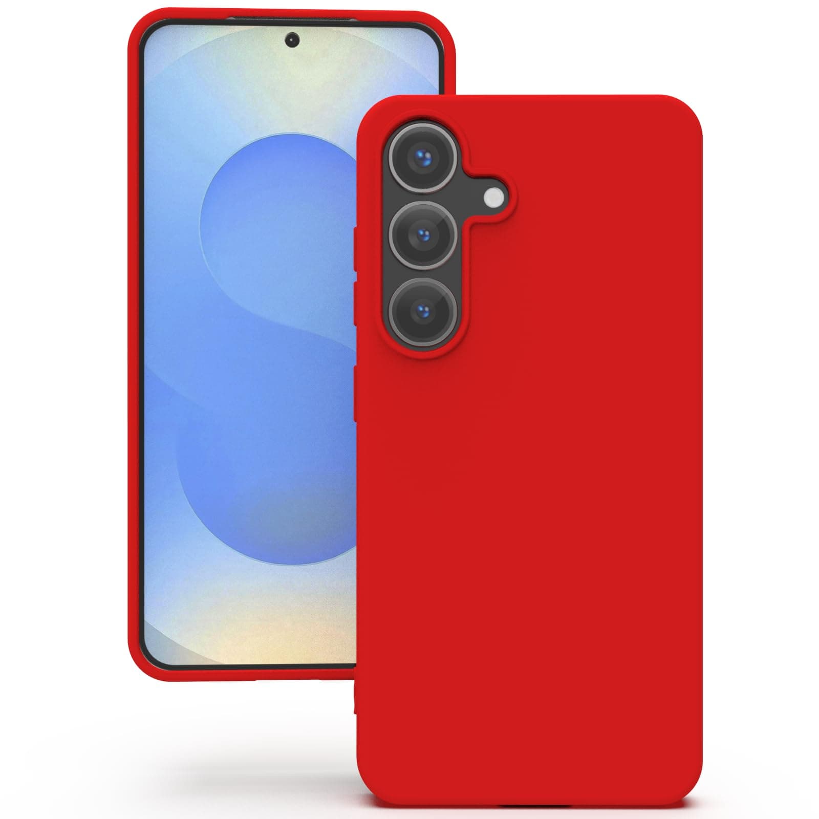 YATWIN Silicone Back Case for Samsung Galaxy S25, Soft-Touch Phone Back Cover for Samsung Galaxy S25 - Red