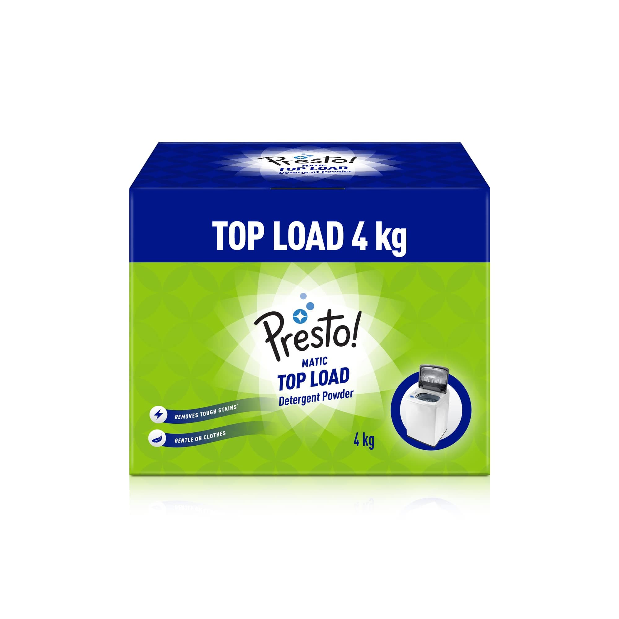 Amazon Brand - Presto! Matic Top Load Detergent Powder | 4 Kg | 1 Kg x 4 Packs | Removes Tough Stains | Gentle on Clothes | Protects Fabric Color | Bleach- & Phosphate-Free Washing Powder