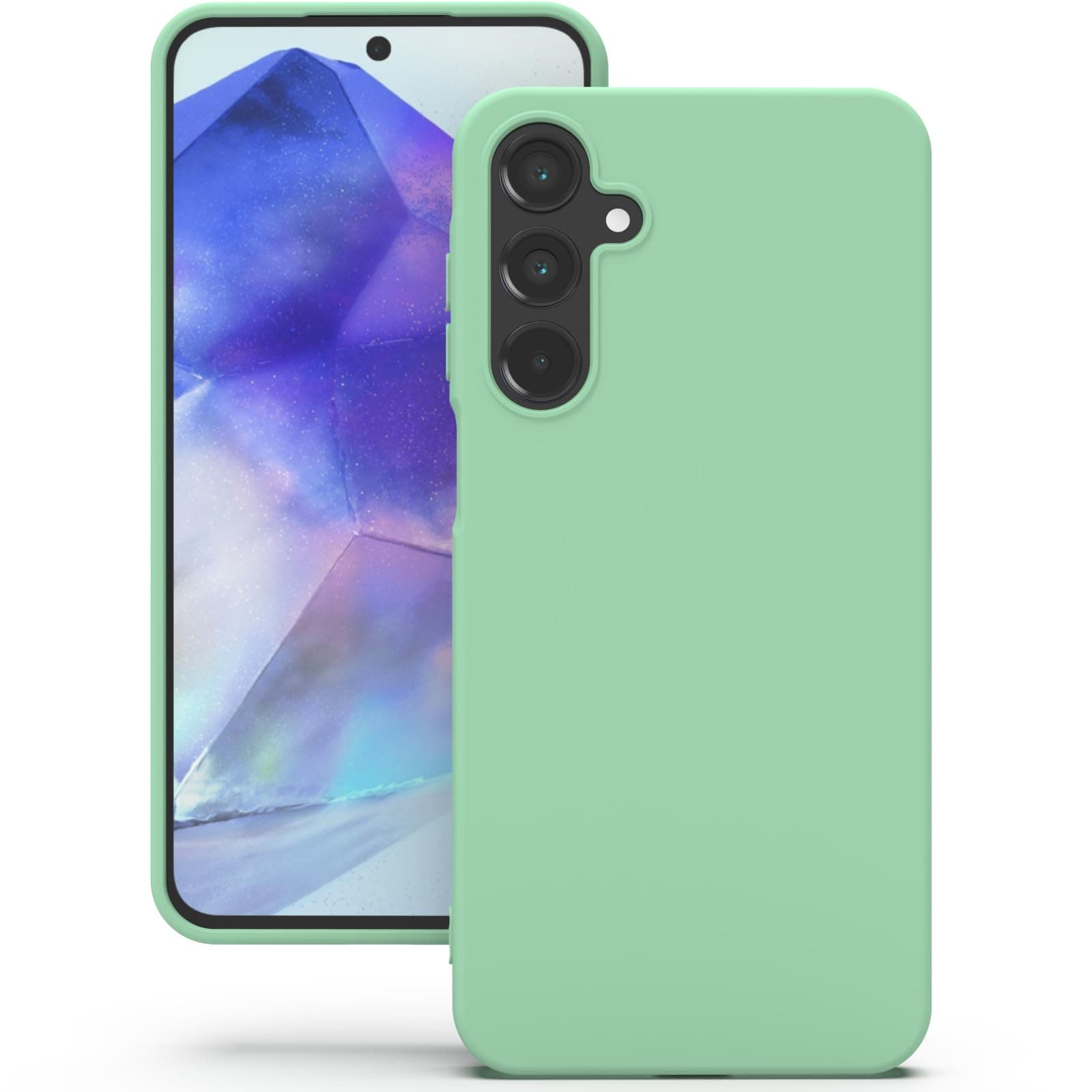 YATWIN Silicone Back Case for Samsung Galaxy A55, Soft-Touch Phone Back Cover for Samsung Galaxy A55 - Link Cyan