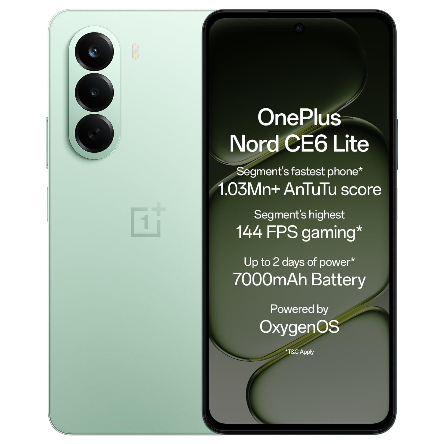 OnePlus Nord CE6 Lite | 8GB+256GB | Vivid Mint | Segment's Fastest Dimensity 7400 Apex Processor | 7000mAh Battery | Segment's Highest 144Hz Refresh Rate | 50MP Main Camera, 4K Video Recording