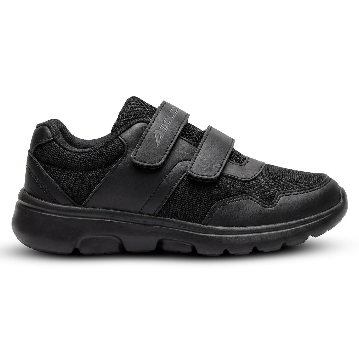 Boldfit School Shoes Black for Boys & Girls Lightweight EVA Sole Breathable Mesh & PVC Upper Anti-Skid Uniform Footwear for Kids Comfortable School Shoes