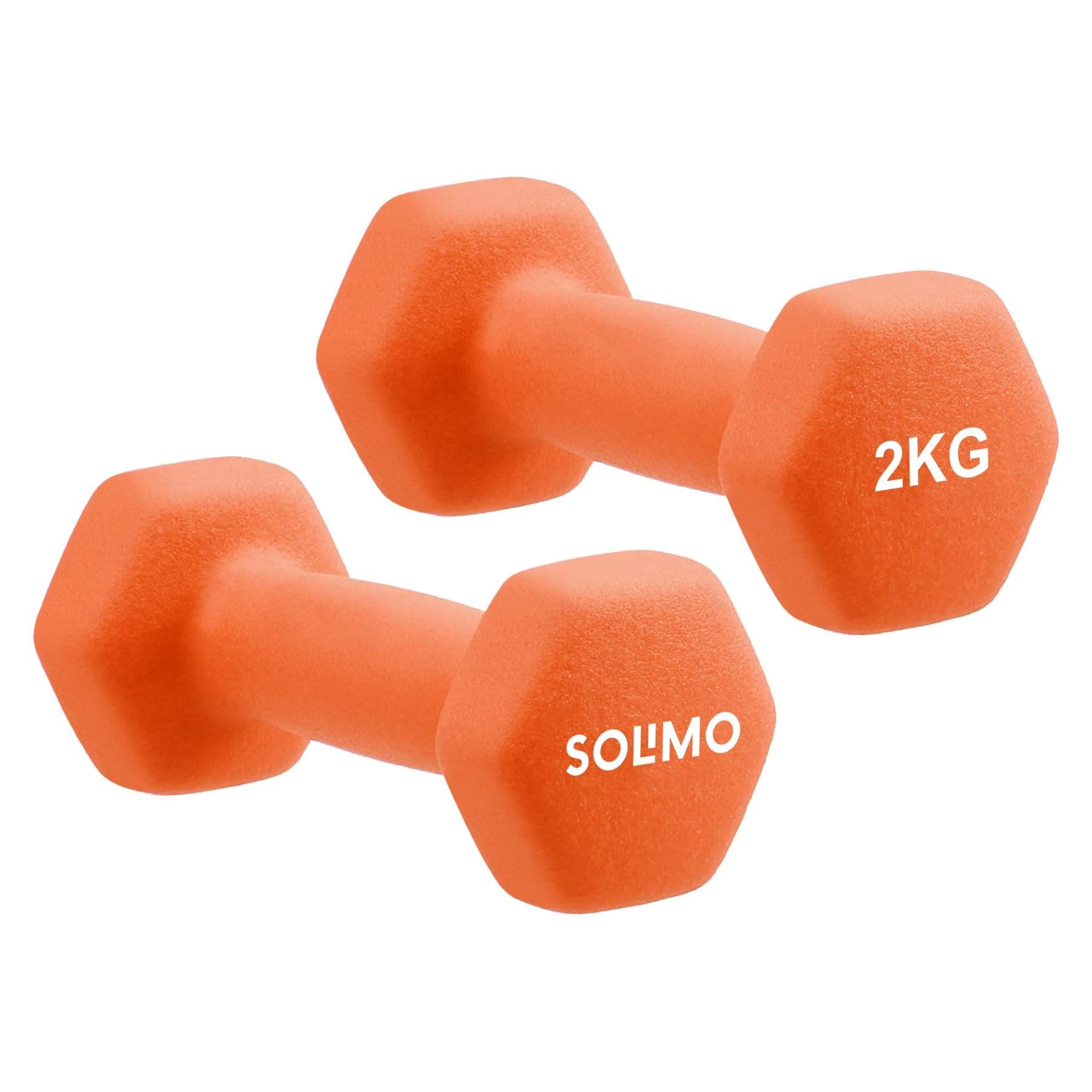 Amazon Brand - Solimo Neoprene Dumbbell 2 kg, Set of 2 (Orange)