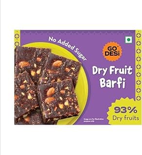 GO DESi Dates Dry Fruit Barfi - 200 grams | 93% Dry Fruits | No Added Sugar | Sweets | Burfi