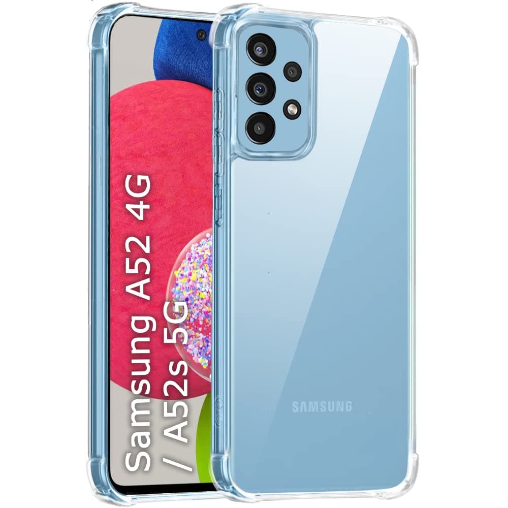 TheGiftKart Crystal Clear Back Cover Case for Samsung Galaxy A52 / A52s 5G | Shock Proof 360° Protection | Hard Clear Back Cover Case for Samsung Galaxy A52 / A52s 5G (PC & TPU, Transparent Bumper)