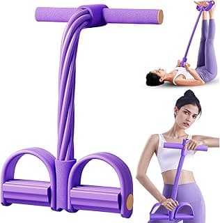 4 Tube Pedal Resistance Band for Exercise, Fitness Pull Rope Tummy Trimmer for Home Workout, Yoga & Strength Training Equipment for Men and Women – Elastic Sit Up Bar Body Toner
