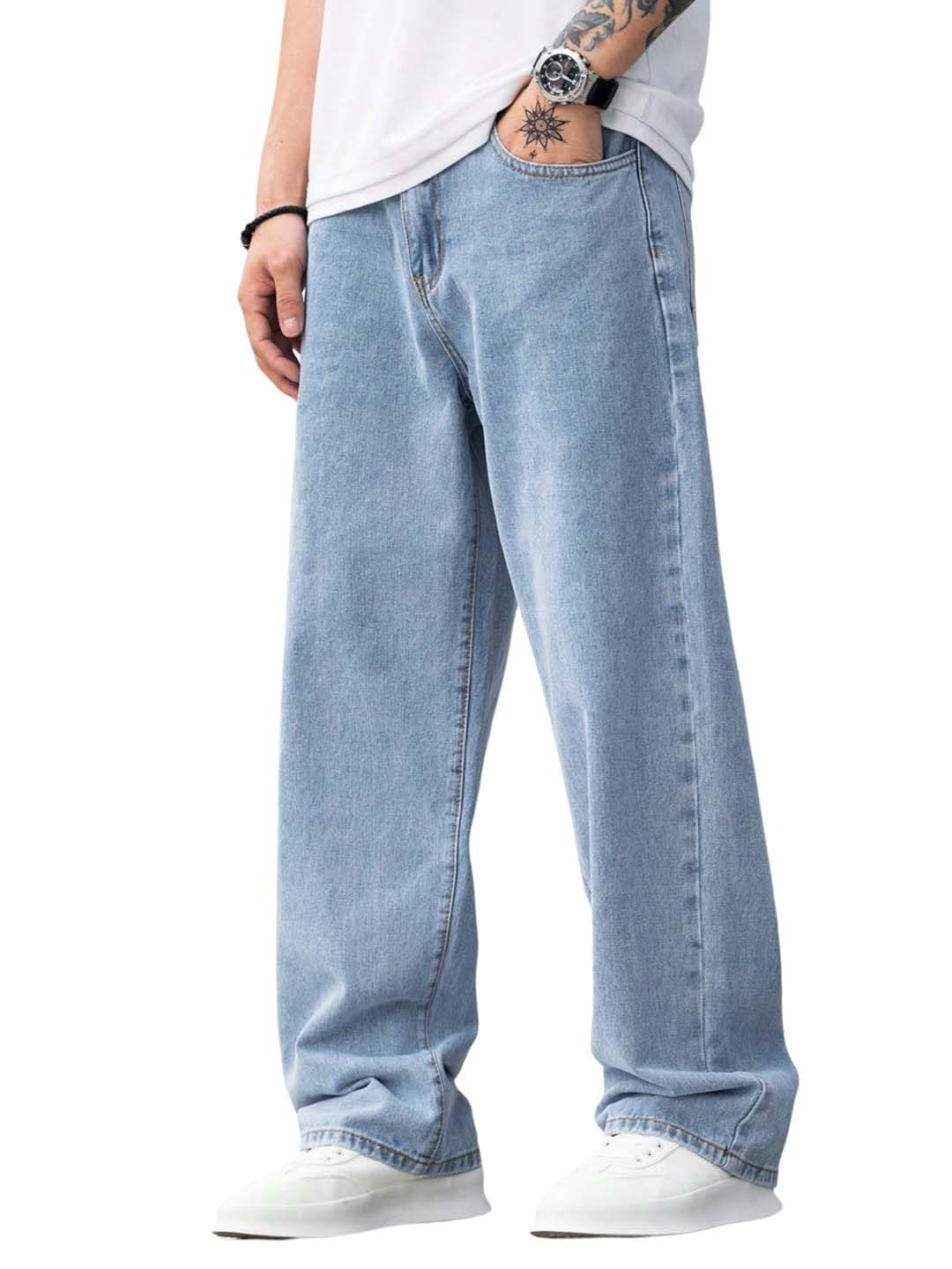 KOTTY Men's Solid Regular Fit Mid Distressed Fashionable Trendy Denim Jeans(Blue,32)