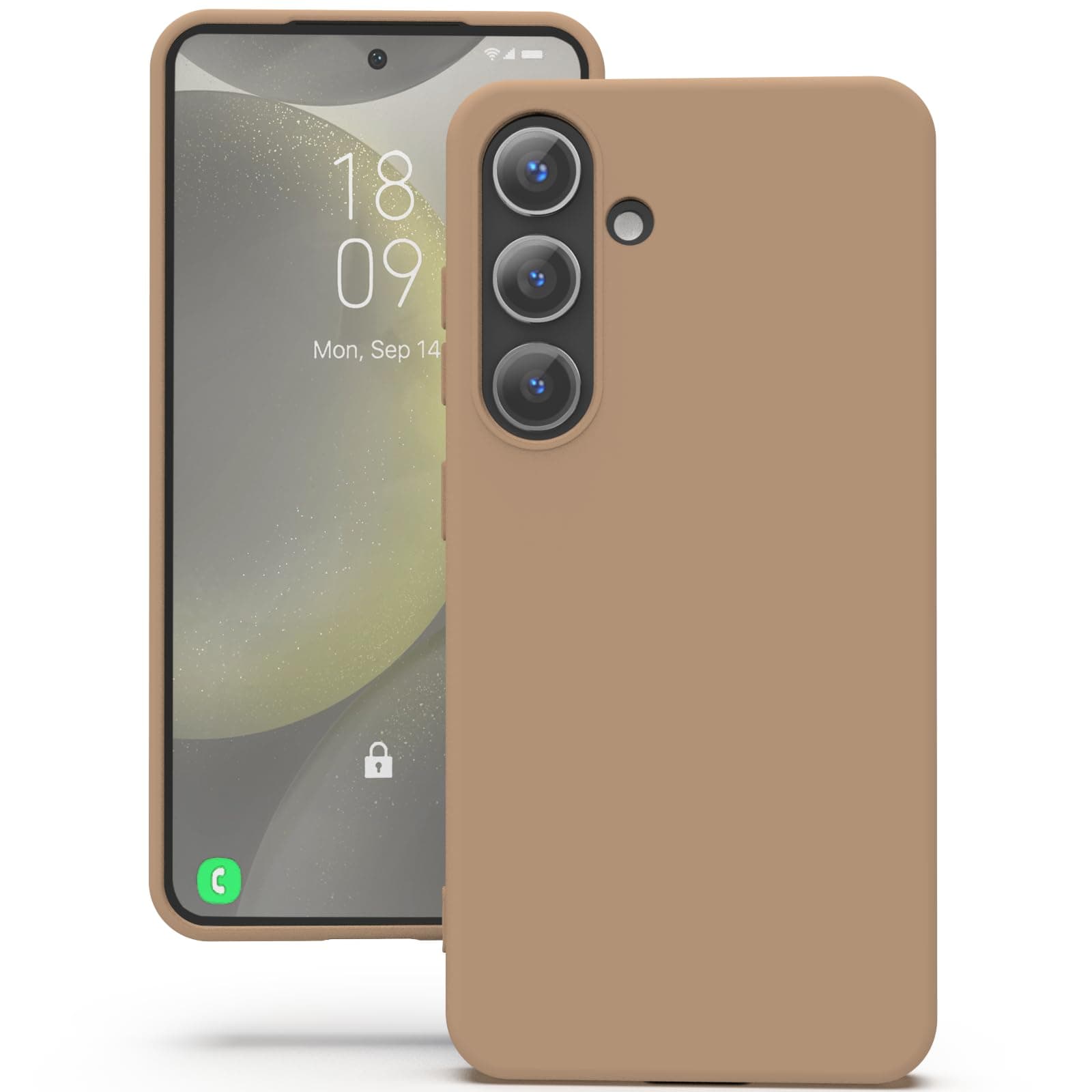 YATWIN Silicone Back Case for Samsung Galaxy S24, Soft-Touch Phone Back Cover for Samsung Galaxy S24-Milk Tee, Light Brown