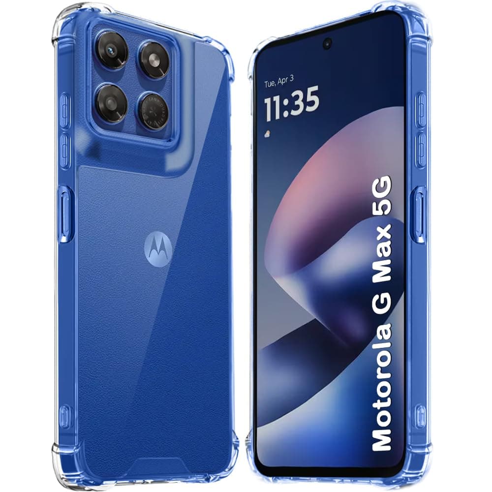 TheGiftKart Crystal Clear Back Cover Case for Motorola Moto G Max 5G | 360 Degree Protection | Shock Proof Design | Transparent Hard Back Cover Case for Moto G Max 5G (PC & TPU, Transparent Bumper)