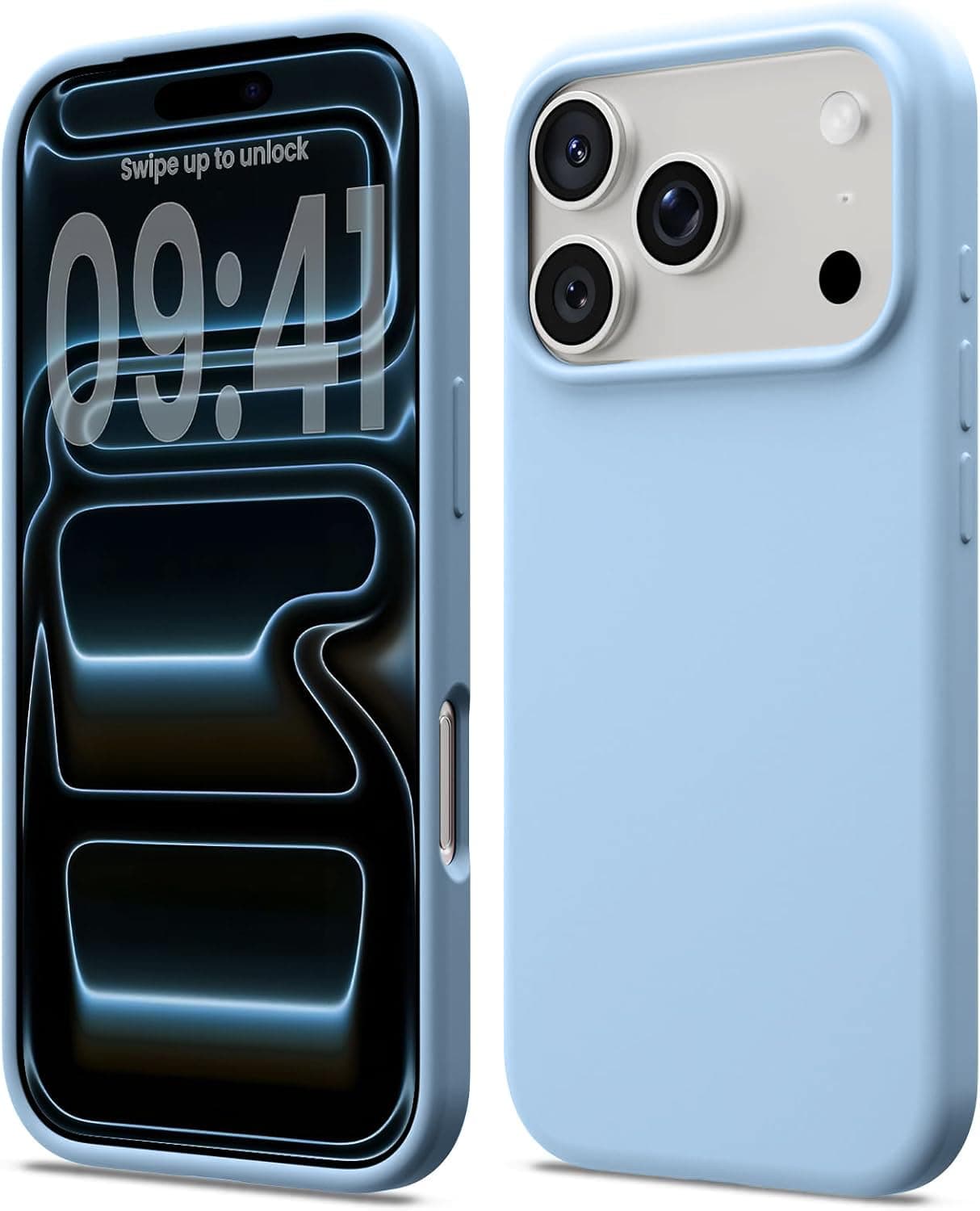 DIZORO Compatible with (iPhone 17 Pro Max Case)(2025), Liquid Silicone 3 Layers Full Covered Soft Gel Rubber Case,Shockproof Protective Cover with Anti-Scratch Microfiber Lining-Ice Blue
