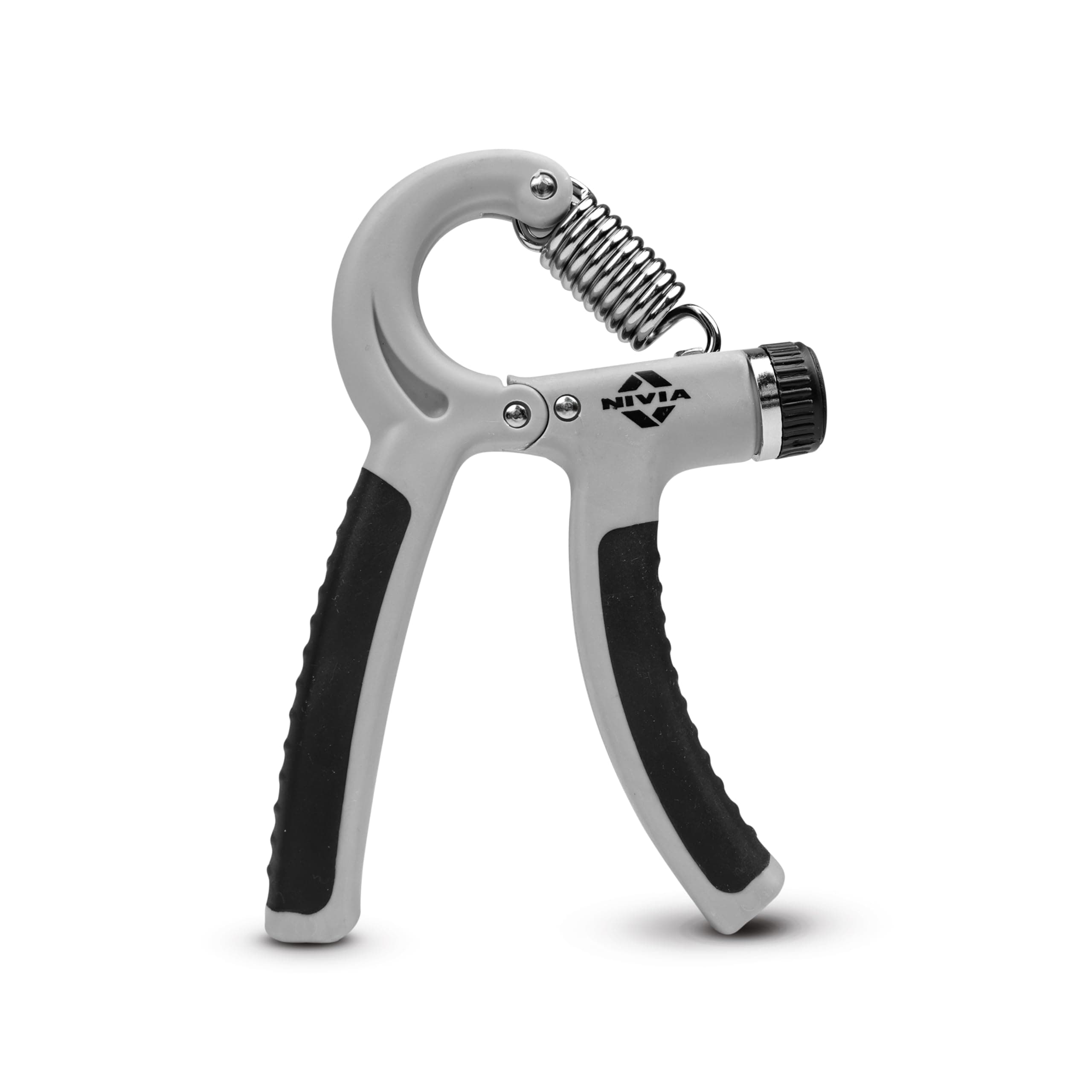 Nivia Hand Grip 2.0 for men and women with 5 to 60 kg adjustable resistance, Steel spring, Anti-slip grip, Durable, Grip For Forearm Strength Training (Grey)