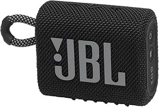 JBL Go 3 Wireless Portable Bluetooth Mini Speaker, Small Speaker with Pro Sound, Vibrant Colors with Rugged Fabric Design, Lightweight IP67 Waterproof, Type C Interface (Without Mic, Black)