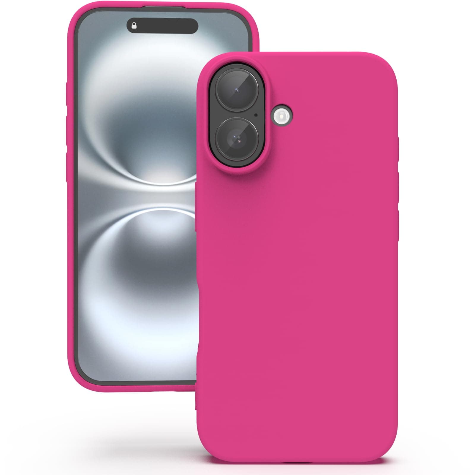 YATWIN Silicone Back Case for iPhone 16, Soft-Touch Phone Back Cover for Apple iPhone 16 - Magenta