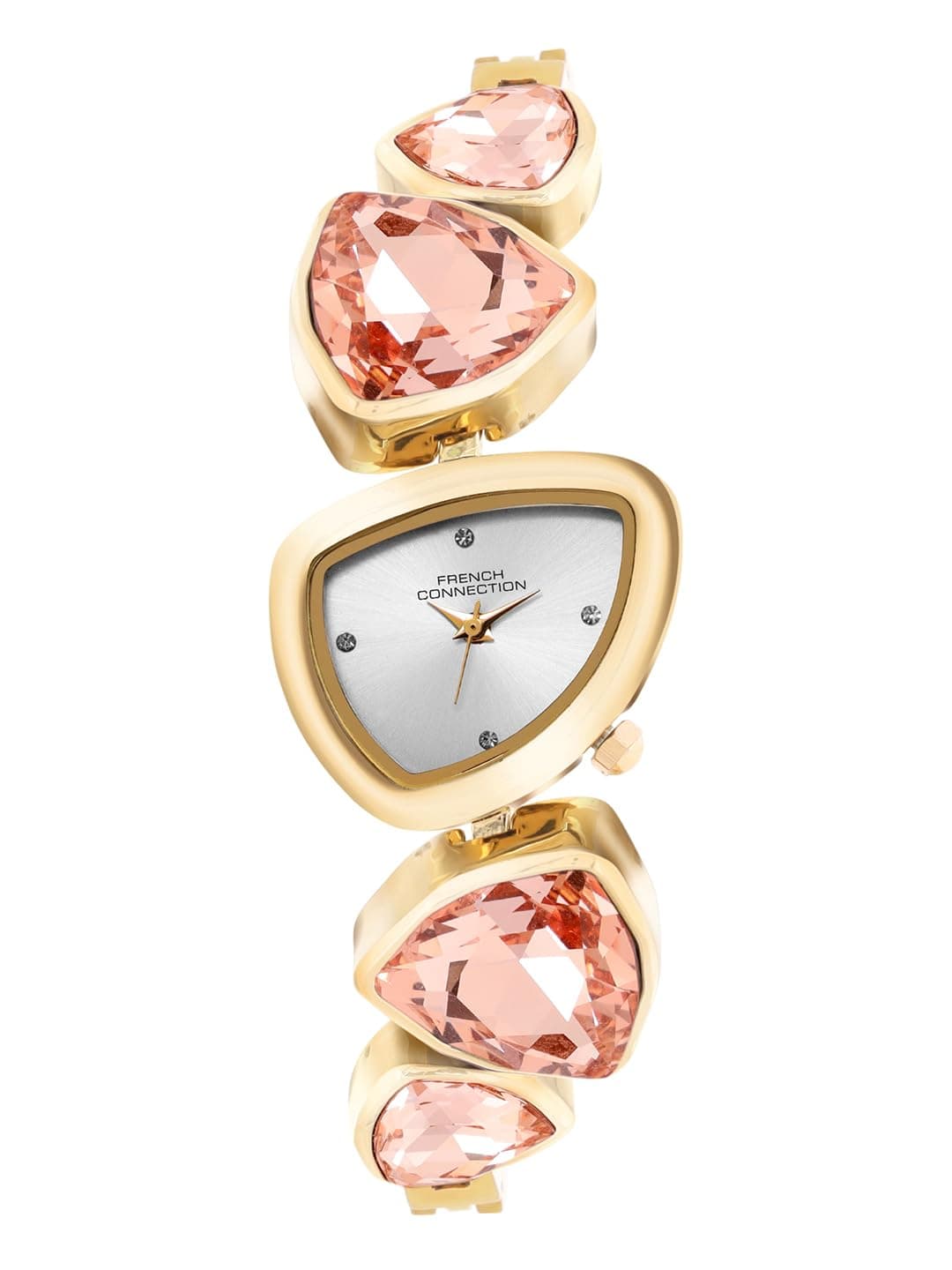 French Connection Asymra Sunray Silver Dial with Crystal Bracelet Analog Watch for Women - FCN0205SGM