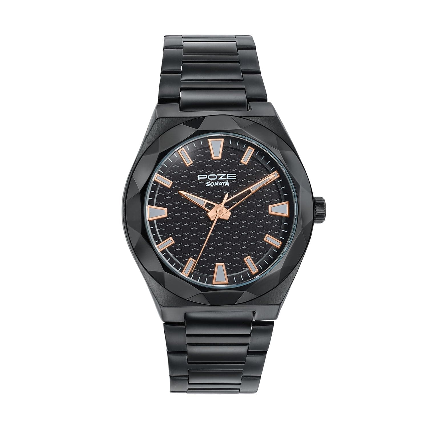 Sonata Poze 9 with Quartz Analog Black Dial IP Black Sheet Metal Strap Watch for Men - SP70113NM01W
