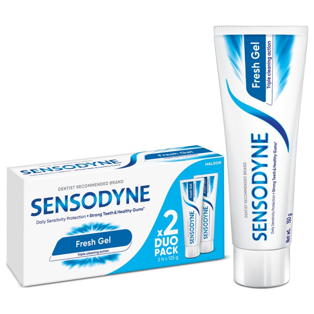 Sensodyne Toothpaste Fresh Gel | Daily Sensitivity Relief Tooth Paste Combo Pack - 250gm (125gm x 2) | Dentist Recommended | Everyday Use Paste, Fresh Breath, Fights Tooth Decay, Maintain Healthy Gums