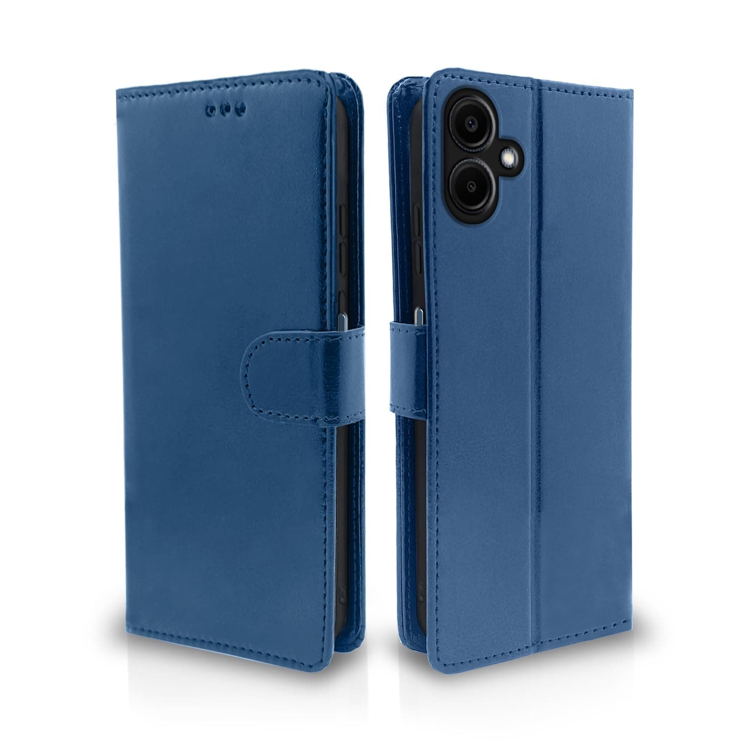 Pikkme Flip Cover for Samsung Galaxy A06 | Leather Finish | Shockproof with Card Pockets & Wallet Stand | Ultimate Protection Case (Blue)