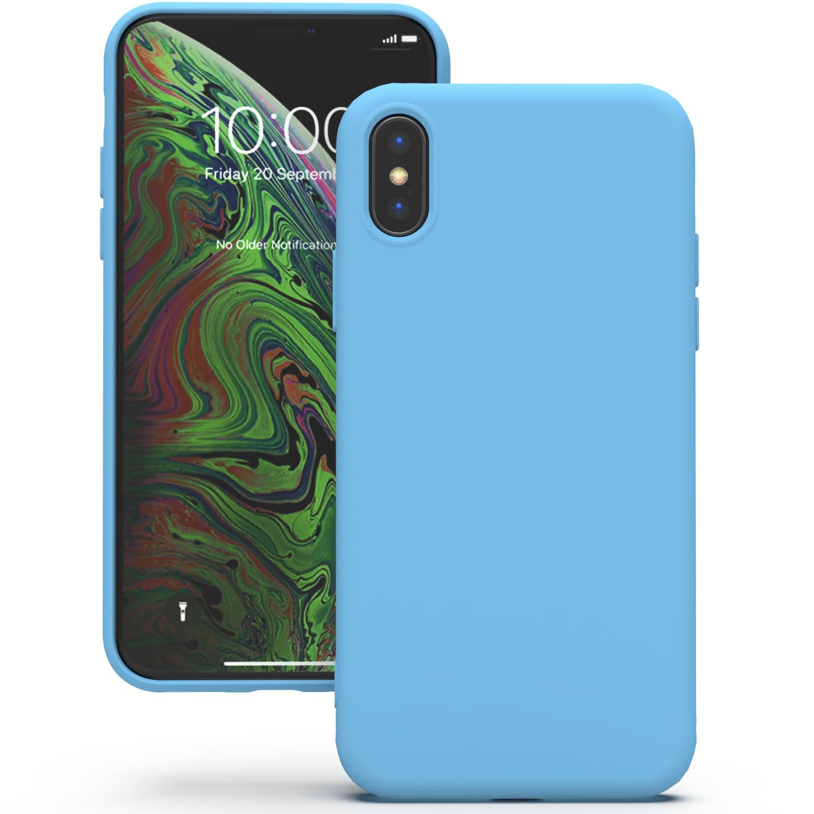 YATWIN Silicone Back Case for iPhone X/XS, Soft-Touch Phone Back Cover for Apple iPhone X/XS - Sky Blue