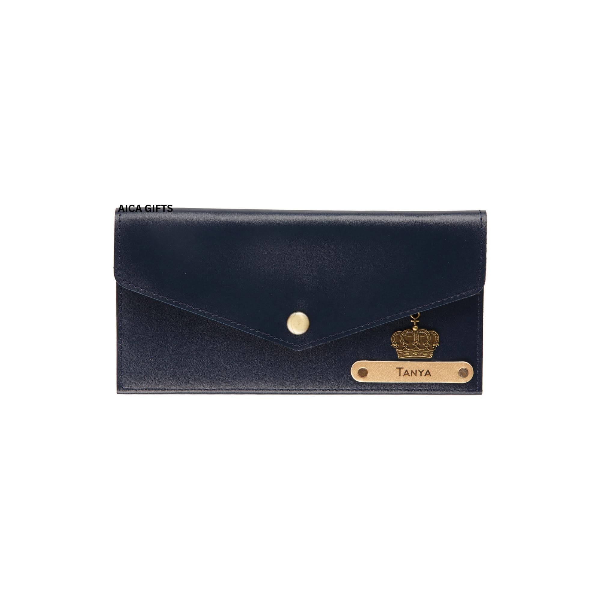 AICA Personalized Name & Charm Leather Womens Wallet (Navy Blue) | Customized Gifts for Women Girls | Gifts for Women | Wallet for Woman | Diwali Gifts | Wallet for Women | Corporate Gifts for Staff