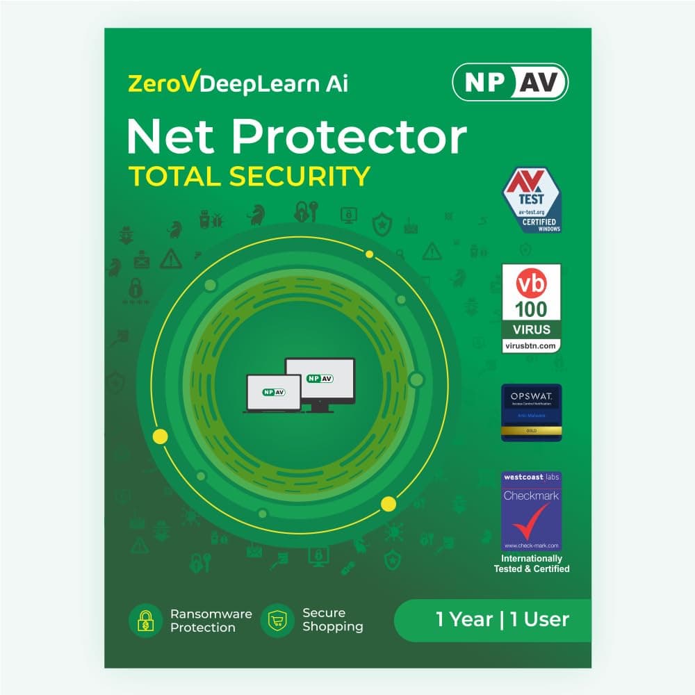 Net Protector Antivirus - Total Security 2026 | Windows PC/Laptop | 1 PC - 1 Year with ZeroVDeepLearn Ai (Email Delivery in 1 Hour - No CD)
