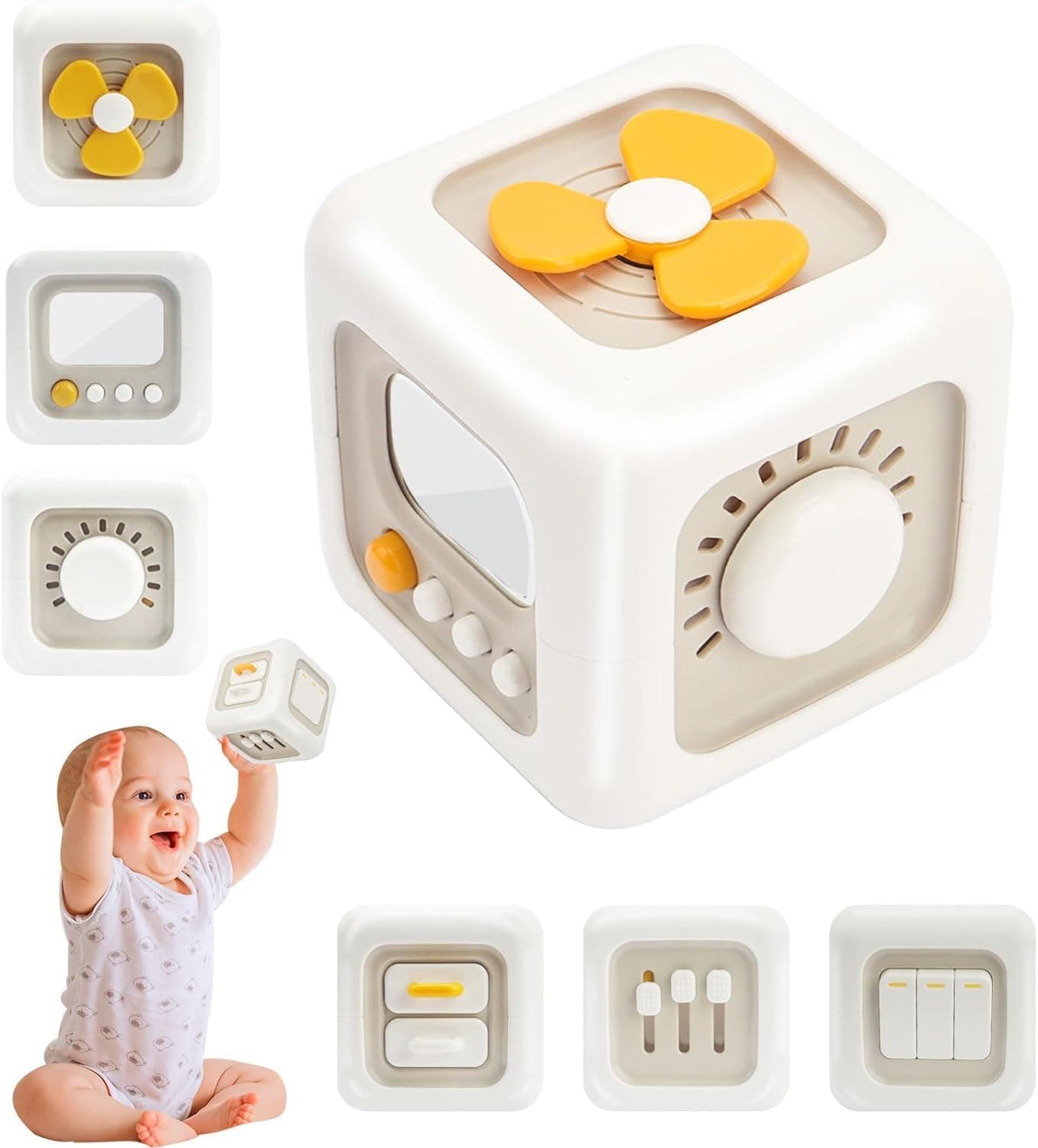 Brand Conquer Montessori Busy Cube for Toddlers 1-3,Car Travel Toys Busy Board Activity Cube,Learning Stocking Stuffers Educational Birthday Gifts Sensory Baby 12-18 Months