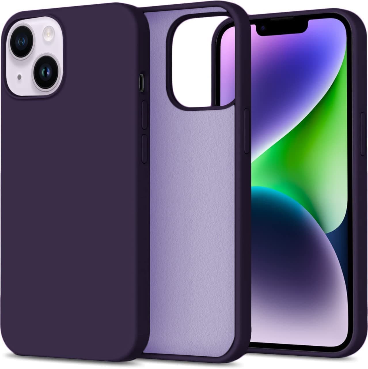 DIZORO® Microfiber Candy Case Compatible for iPhone 14, Shockproof Slim Back Cover Liquid Silicone Case (Deep Purple)