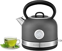 Hafele Dome Plus 2200W, 240V Electric Stainless Steel Kettle with Spout Cover with Analogue Temperature Display, Detachable Micro-Mesh Filter for Lime Scale Filtering, Easy Cleaning (1.7 L, Grey)