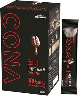Maicafe CONA Smooth & Aromatic Korean Coffee | 100 Sticks (0.9g Each) | Mild Roast Americano Instant Black Coffee | Rich Balanced Flavor | Comes with Individually Sealed Sachets