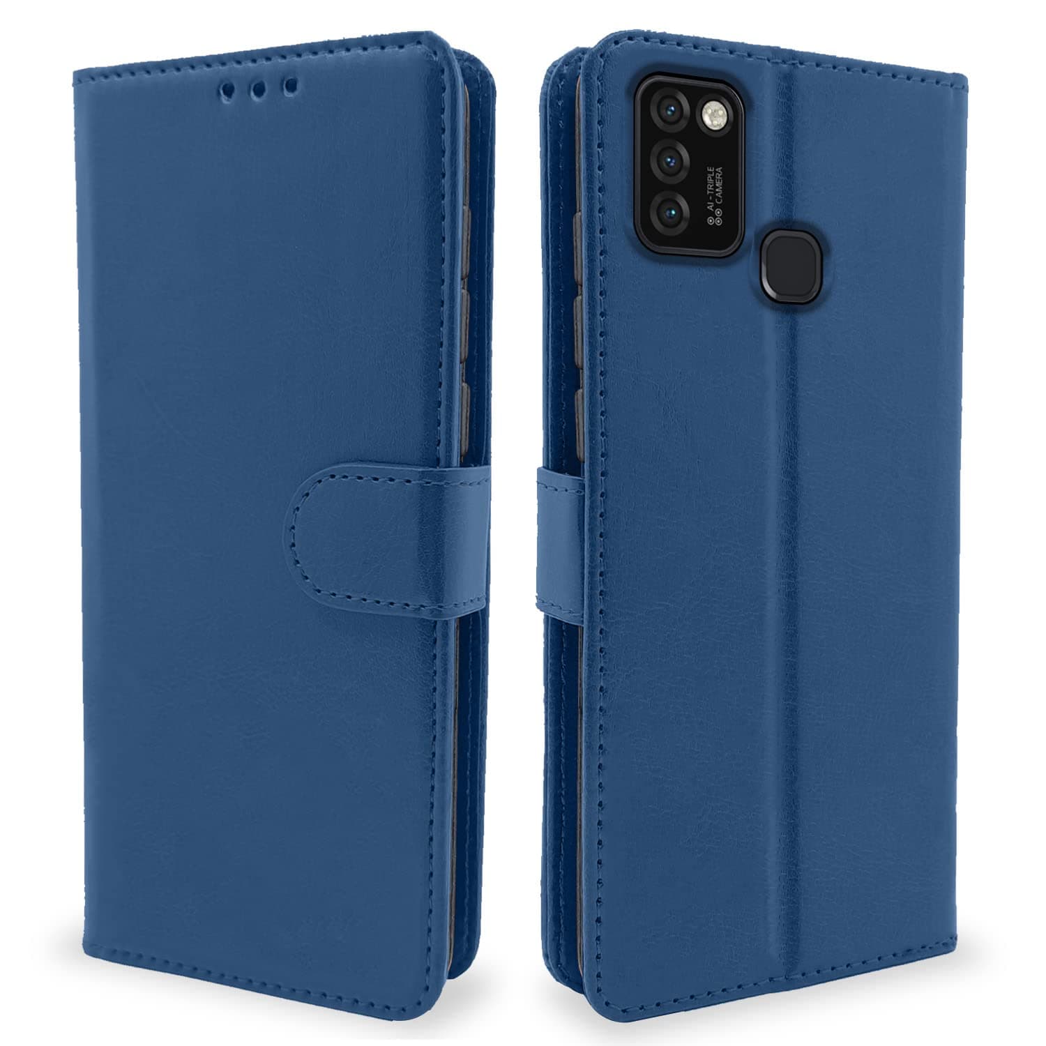 Pikkme Infinix Smart 5 Flip Cover | PU Leather Finish | 360 Protection | Wallet & Stand | Strong Magnetic Flip Case for Infinix Smart 5 (Blue)
