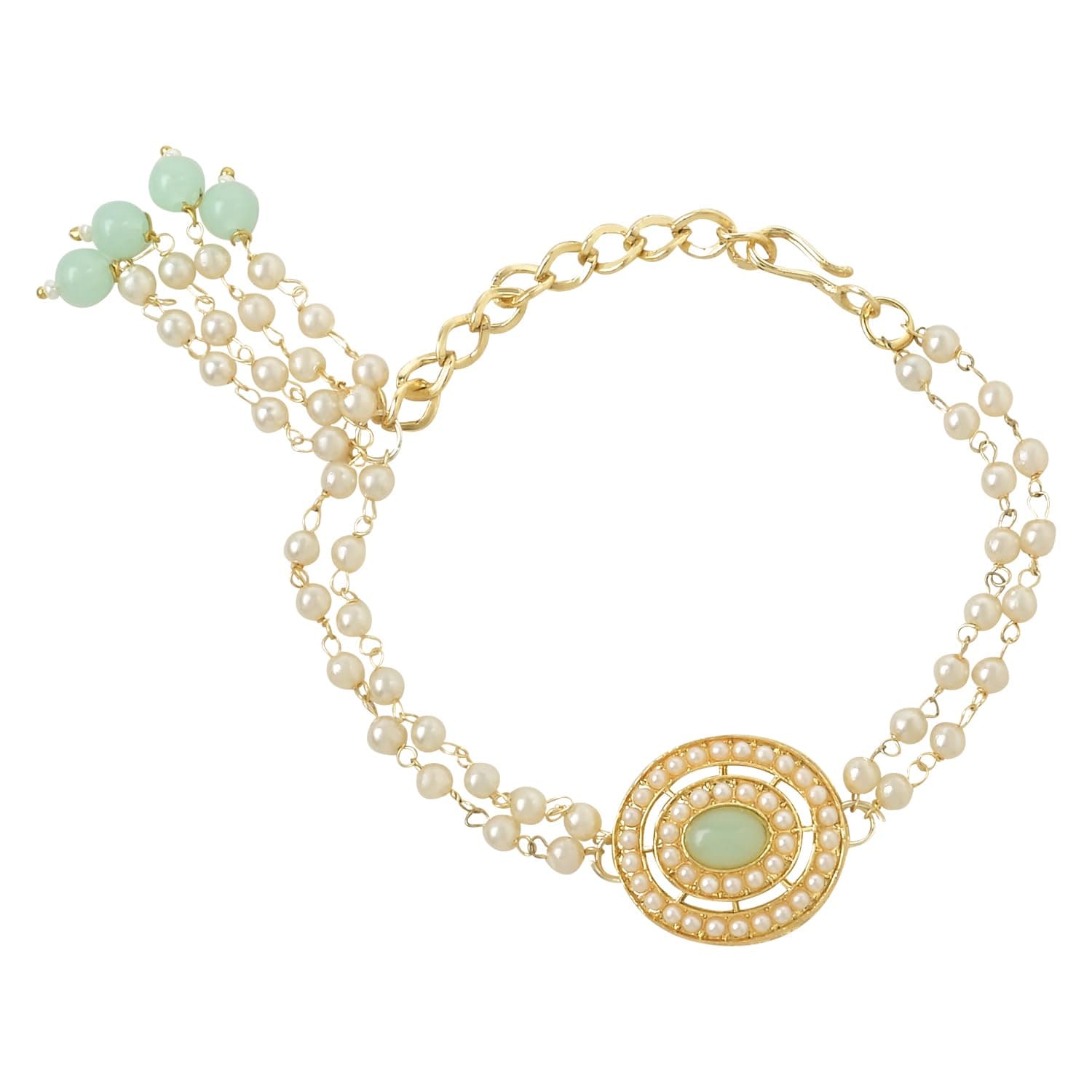 I Jewels Gold Plated Kundan & Pearl Lumba Bracelet for Women (R096Min-L)