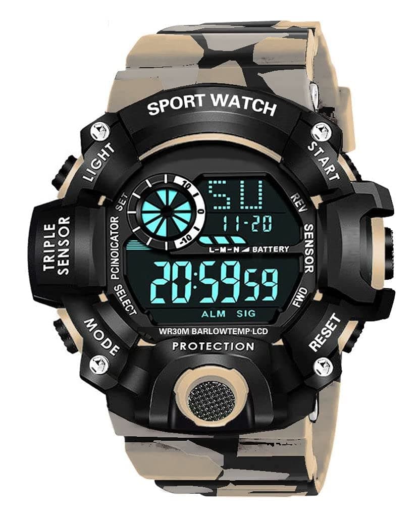 Acnos® Premium Brand - A Digital Watch Shockproof Multi-Functional Automatic Yellow Color Army Strap Waterproof Digital Sports Watch for Men's Kids Watch for Boys for Men Pack of 1