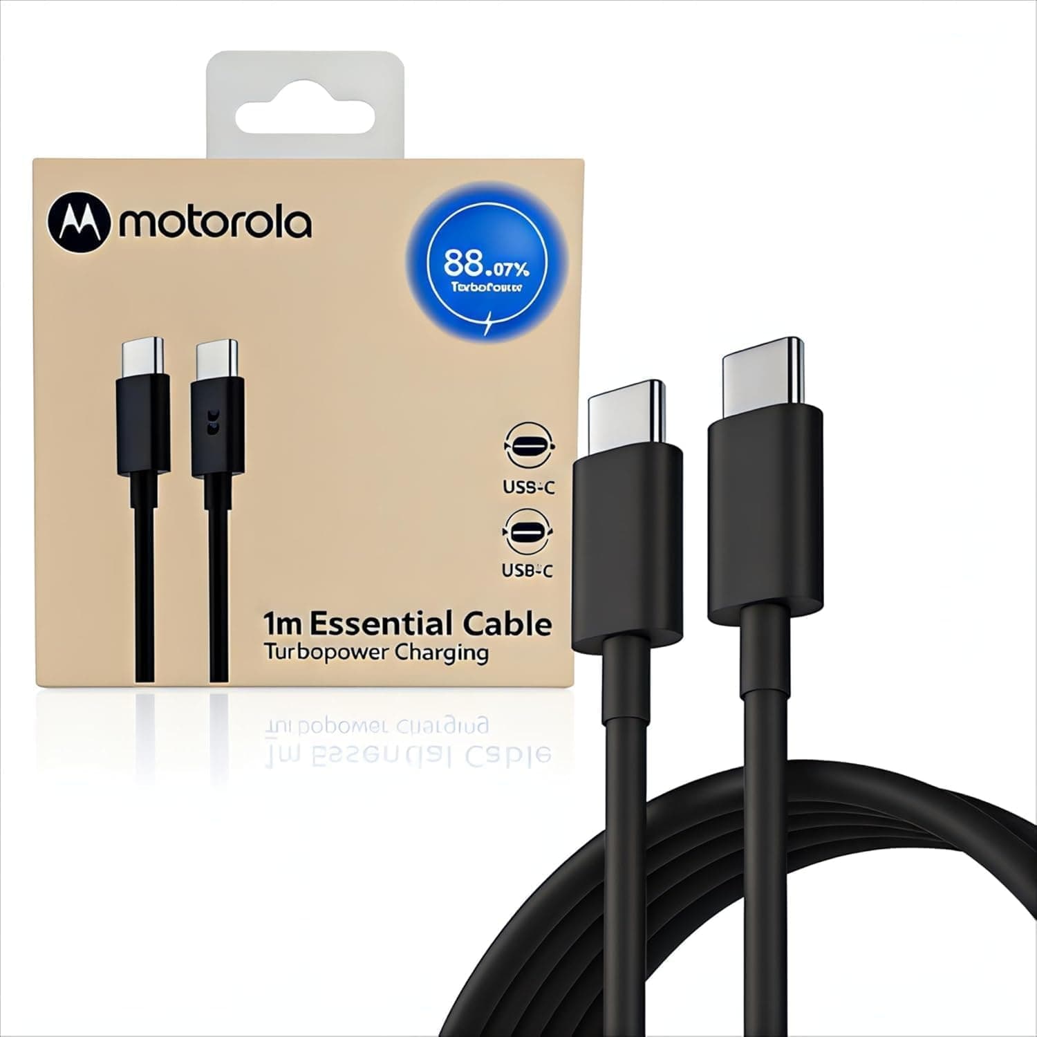 Moto Original 68W Type C to C TurboPower Fast Charging Cable 1m for Moto Edge 70 Fusion 60 50 40 30 Ultra Neo Pro Razr Stylus and Moto G85, G84, G64, G54, G62, G45, G35, G05 (Moto Cable)