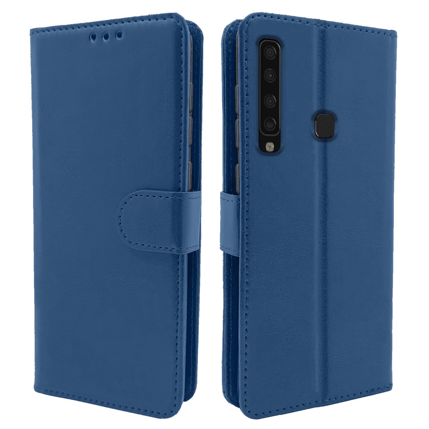 Pikkme Samsung Galaxy A9 2018 Flip Case Leather Finish | Inside TPU with Card Pockets | Wallet Stand and Shock Proof | Magnetic Closing | Complete Protection Flip Cover (Blue)