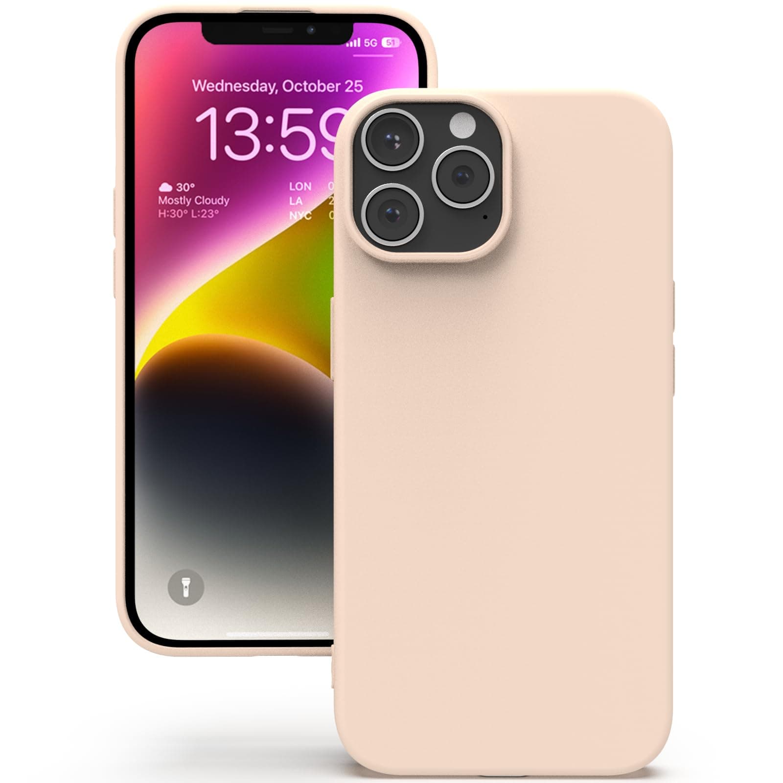 YATWIN Silicone Back Case for iPhone 13 Pro, Soft-Touch Phone Back Cover for Apple iPhone 13 Pro - Light Pink