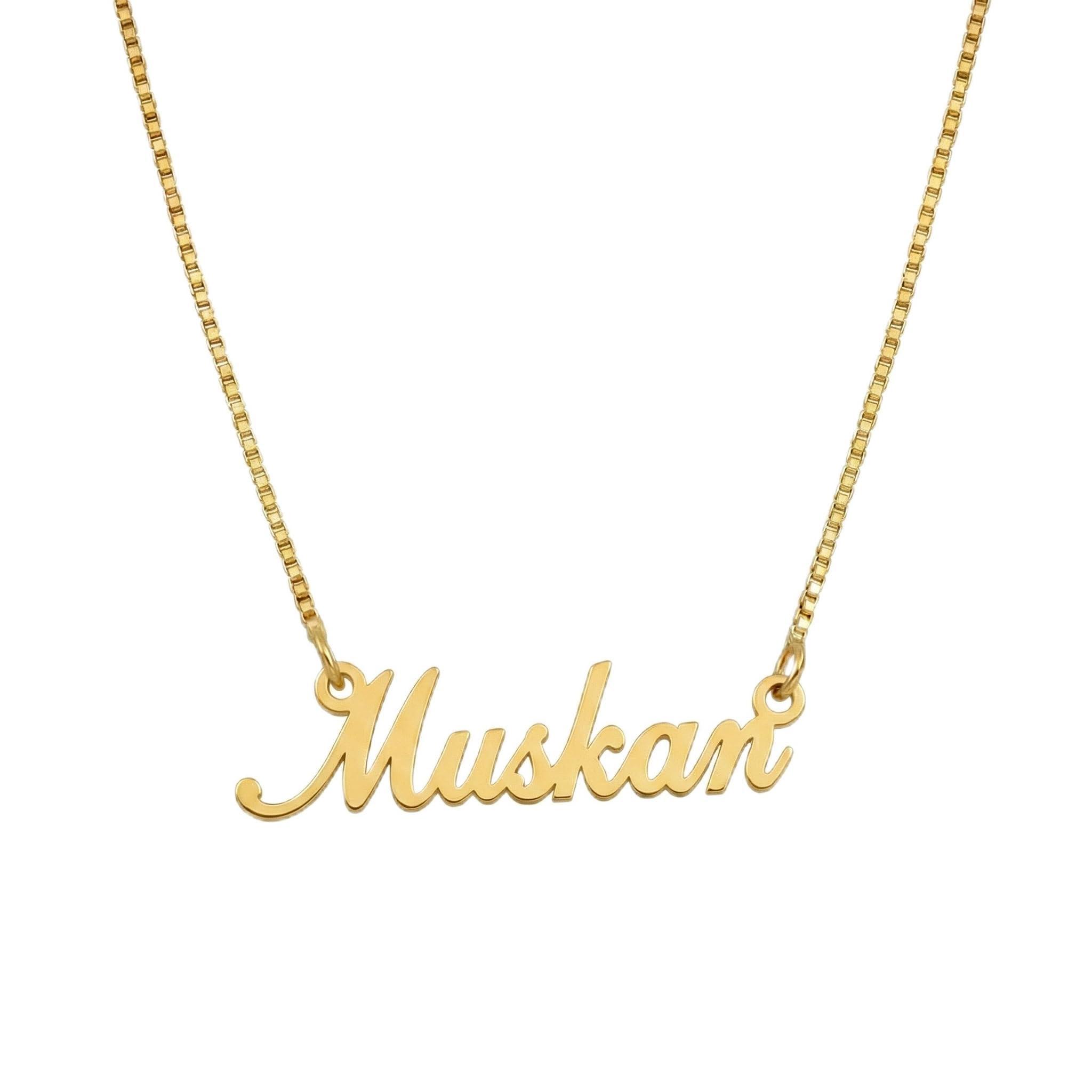 Diva Jeweller Customized Simple Style Name Necklace, Personalized Gold Tone Pendant with Chain