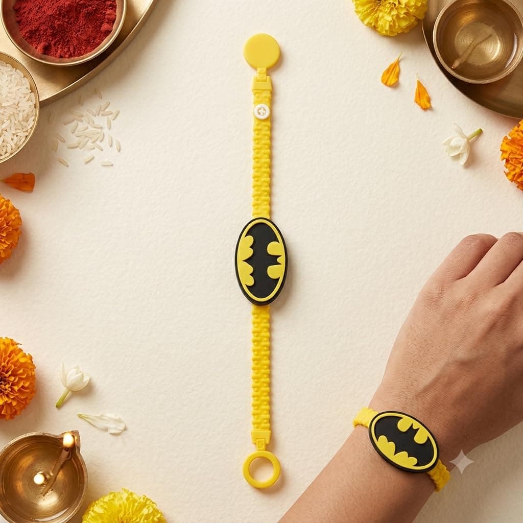 Storio Batman Silicone Band Rakhi | Officially Licensed | Rakhi for Boys, Bhaiya, Bhai | Raksha Bandhan Gift